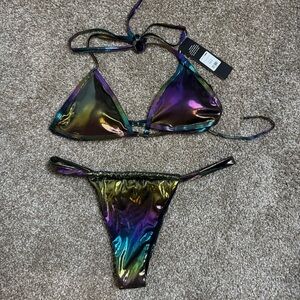 Fashion Nova Iridescent Bikini Set